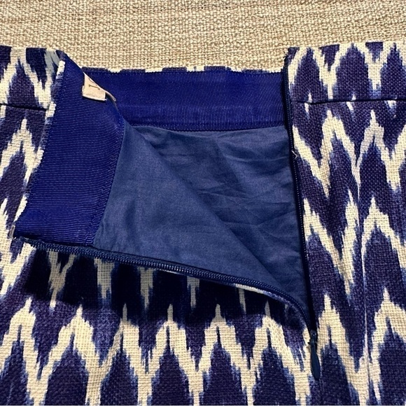 J. CREW Blue White Zig Zag Jacquard Mini Skirt Pockets Suit Career Chic Women 4 - Picture 9 of 14